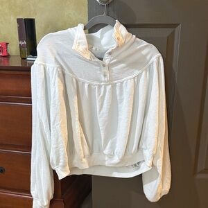Aerie White Button-Up Sweatshirt